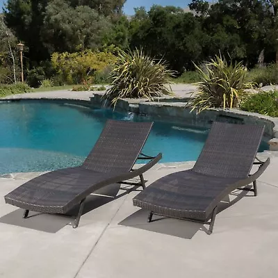 Eliana Outdoor Brown Wicker Adjustable Chaise Lounge Chair • $195.87