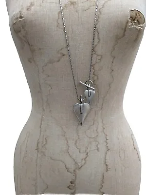 Danon Heart Necklace Double 2 Pendant Silver Long Short  • £64