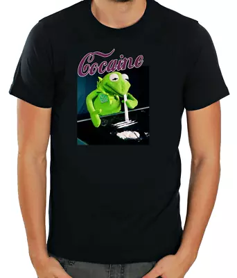 Frog Cocaine Muppet Drug Short Sleeve  White T Shirt Men G068 • £9.51