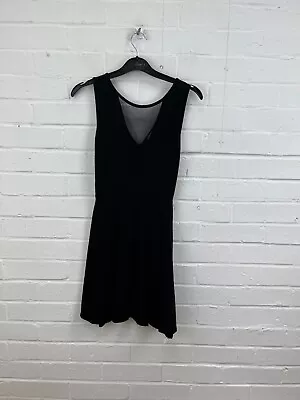 Miss Selfridge Black Mesh Detail Sleeveless A-Line Dress Size UK 8 #GA2922 #RS • £2.99