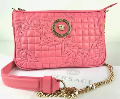 Nwot Versace *vanitas Pink Quilted Leather Baroque Gold Chain Shoulder Purse Bag • $999.99