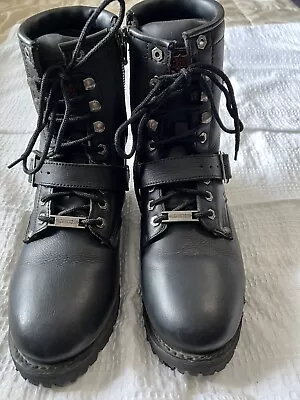 Milwaukee Leather  Women's Black Leather Boots Lace-Up With Buckle Size  MBL 201 • $55