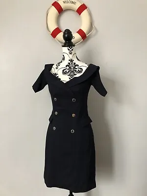Morgan De Toi Dress Sailor Style Size 8/36 Dark Navy Brand New With Tags • £40