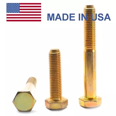 7/16 -20 X 7/8  (FT) Fine Grade 8 Hex Cap Screw (Bolt) - USA Yellow Zinc • $36.98