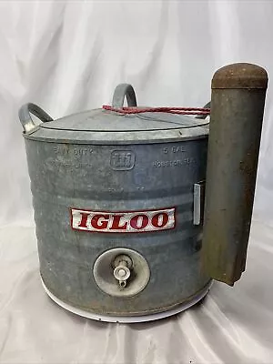 Vintage Galvanized IGLOO Metal 5 Gallon Cooler Water Dispenser Jug Rare Chubby • $189.99