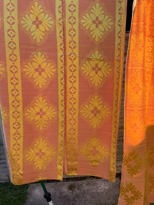 £24.99 • Buy Vintage Retro 60s 70s Pair Of Curtains Orange  Fabric 44 X 46,  4 Curtains