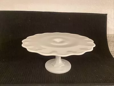 Vintage Milk Glass Cake Plate 11 X 5 Preowned Indian Glass Teardrop Pedestal • $25