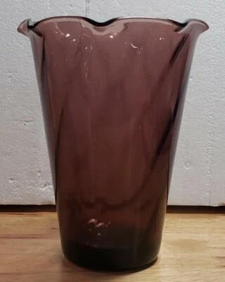£34.60 • Buy 💥💥💥Hazel Atlas Moroccan Amethyst Purple Swirl Glass Vase 8.5  