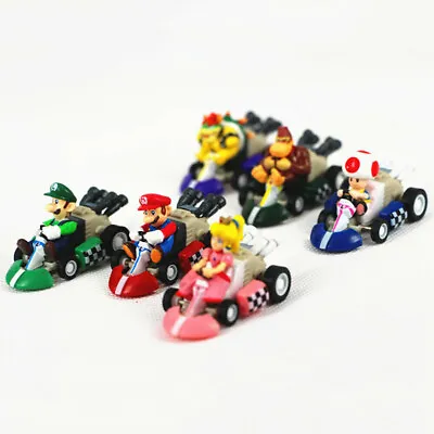 Newest Model Super Mario Bros Kart Pull Back Car Action Figures Kids Toys Gift • £9.92