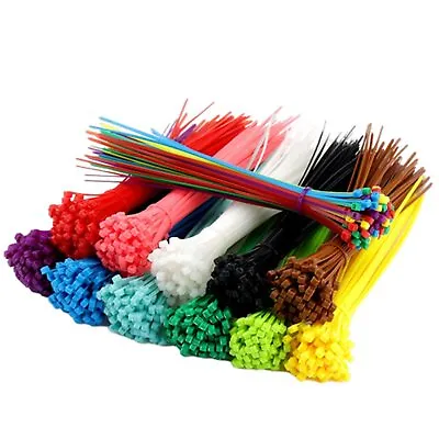 £9.99 • Buy 100 Pack Cable Ties All Sizes & Colours Tie Wraps Nylon Zip Ties Strong Extra