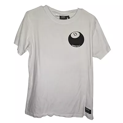 WESC Max 8 Ball Tee Unisex White With 8 Ball Graphic Hazy Print Mens M Womens L  • $16.99