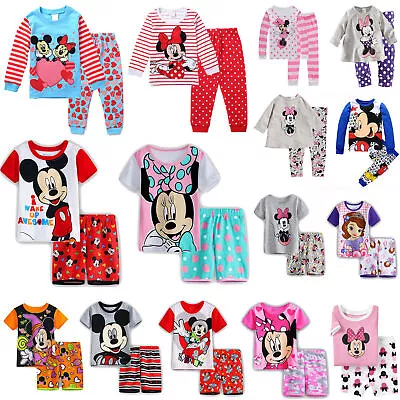 Boys Girls Mickey Minnie Mouse Cartoon Kid Nightie Pyjamas Pjs Set Sleepwears • $18.80