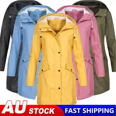 Womens Waterproof Raincoat Ladies Outdoor Wind Rain Forest Jacket Coat Long NEW • $31.05