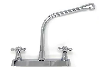 Chromed Surface High-Rise Swivel Spout Kitchen Faucet 8-inch Center Set ADA POM • $23.79