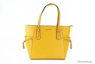 Michael Kors Voyager Large Marigold Pebbled Leather East West Tote Bag Purse • $109