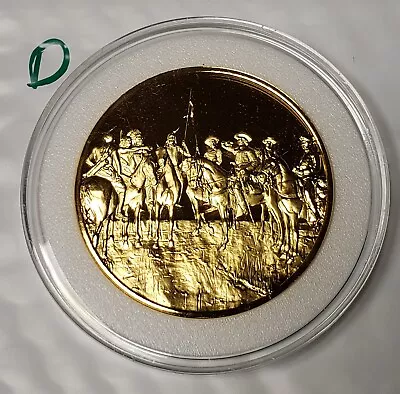 Franklin Mint The Greatest Art Of American West 24Kt Gold Plated Bronze Medal 2  • $22