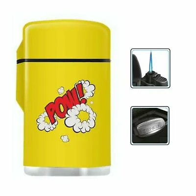 Yellow Rubber Maxi Jet Zenga Lighter Refillable Lighter Windproof - POW ZL-10 • £5.99