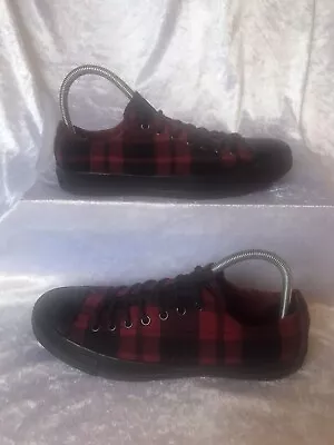 Converse Ladies Black/Red Plaid/Tartan Fabric Trainers Size 5 VGC • £12