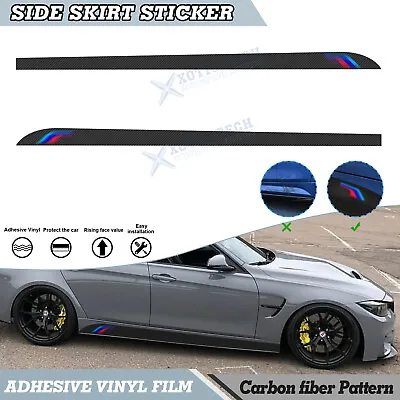$23.97 • Buy Carbon Fiber Texture Side Door Skirt Sticker For BMW 3 4 5 Series E90 E91 E60