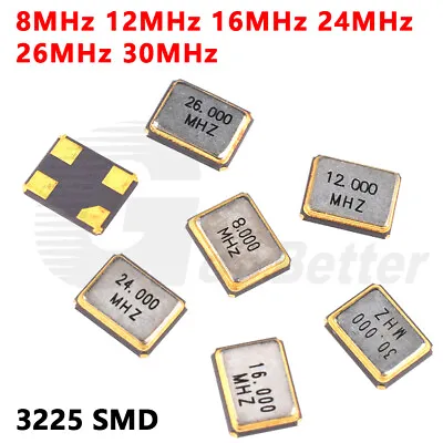 8/12/16/24/26/30MHz Passive Crystal Oscillator Resonator 3225 SMD 4PIN 3.2×2.5mm • $2.85