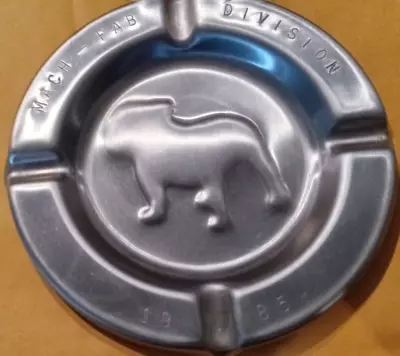 Vintage MACH_FAB - Mack Bulldog Ornament Stamped Stainless Steel Ashtray - Rare • $18