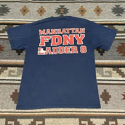 FDNY Fire Department T-Shirt Men’s Size Medium Blue New York Manhattan Fire 8 • $26.95