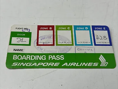 VINTAGE BOARDING PASS TICKET SINGAPORE AIRLINES 1970s 747 PLANE PILOT • $9.99