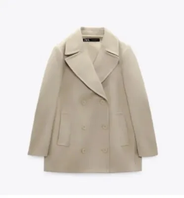 Zara Camel Short Coat  Double Breasted Size S Ref 2771/638 • $37.30