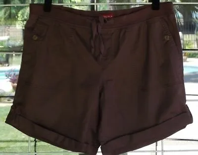 Drawstring Tie Knit Waist Brown Cuffed Legs Merona Shorts. Sz. L 36  Waist • $6.99