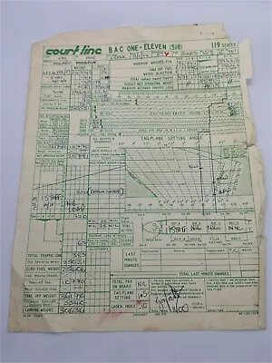 COURT LINE BAC 111 G-AXMK LOADSHEET Luton-Munich 15/1/74 Empty Positioning Flt • £25