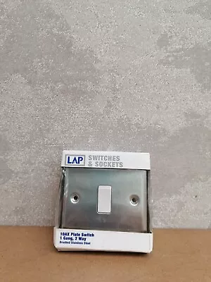 LAP 10AX Plate Switch 1 Gang 2 Way - Stainless Steel • £9.99
