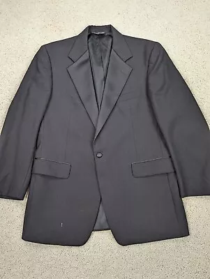 VINTAGE Nordstrom Tuxedo Jacket Mens 43R Black Wool Suit Coat 1 Button Union USA • $39.94