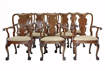 Set Of 8 Carved Walnut Dining Chairs By Spillman & Co • £9303.25