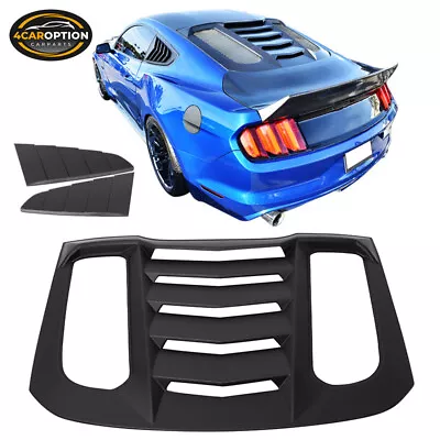 Fits 15-23 Mustang V2 Style Rear Window Louver & Quarter Side Scoop - Unpainted • $175.99