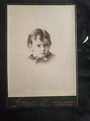 Antique Large Cabinet Card Photo Of Cute Young Boy By Grouzelle Melbourne • $19