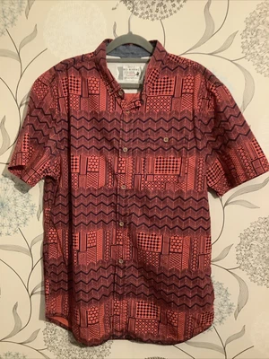 £7.95 • Buy Red Herrin Button Up Shirt In Red Aztec Design Summer Short Sleeve Mens Size L