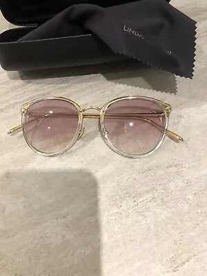 Linda Farrow LFL/251/C60 Gold Sunglasses Gradient Pink Clear 5115 51-20-145 NEW • £50