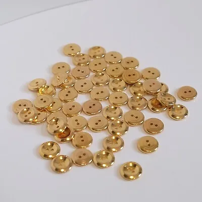 100 Vintage Solid Brass Buttons 5/8  2-Hole Two Buttons Military Dress Gold Tone • $28