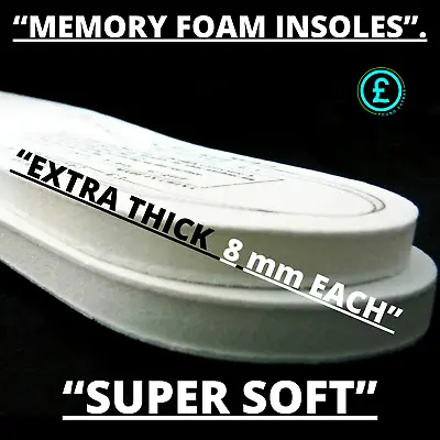 Memory Foam  Insoles -  Shoe Pad Inserts For Adults Women Men Unisex - Soft Feet • £3.99