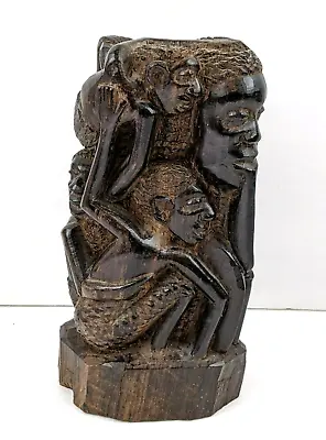African Makonde Tree Of Life Family Ebony Wood Carving Sculpture • $149