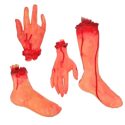  4 Pcs Zombie Body Parts Simulation Of Severed Limbs Prosthetic Hand • £19.38