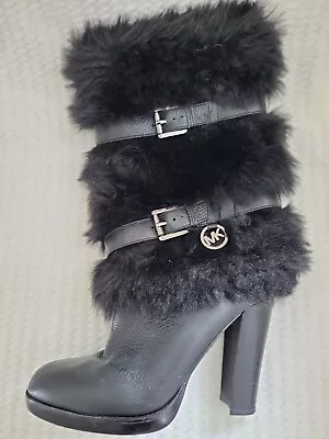 MK MICHAEL KORS Black Winter Boots Fur Women’s Size 8M • $50