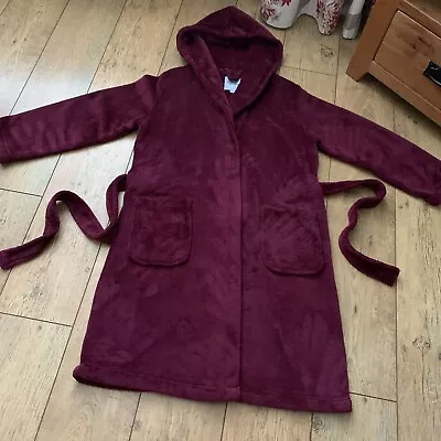 Kate Morgan Burgundy Hooded Dressing Gown With Tie Belt Size 12-14 • £6.99