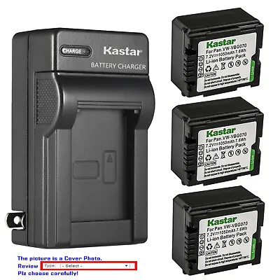 Kastar VW-VBG070 Battery AC Wall Charger For Panasonic VW-VBG070PPK VW-VBG130 • $42.49