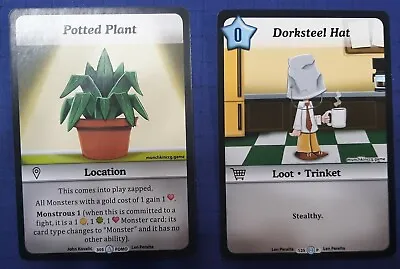 Munchkin CCG Promos: Potted Plant & Dorksteel Hat • $2