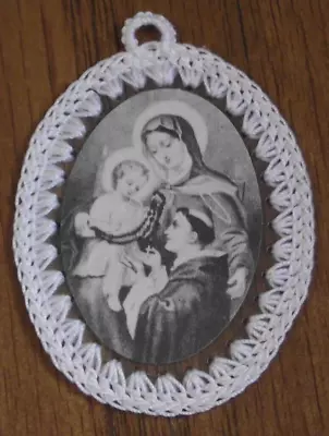Vtg Religious Rose Petal Relic White Embroidered Scapular Badge St Anthony Jesus • $20