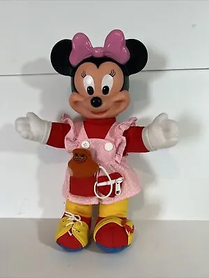 Disney Learn To Dress Plush MINNIE MOUSE W/ Teddy Bear 1989 Mattel • $15.08