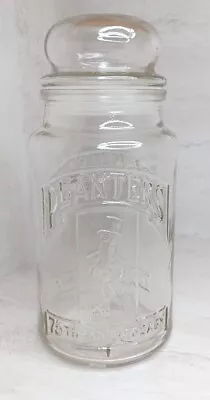 Vintage 1981 Planters Glass Jar Canister 75th Anniversary Mr. Peanut 8” With Lid • $13.75