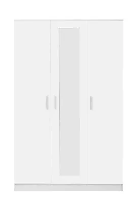 REFLECT 3 Door Mirrored High Gloss Wardrobe Hanging Rail 4 Shelves In 4 Colours • £218.54