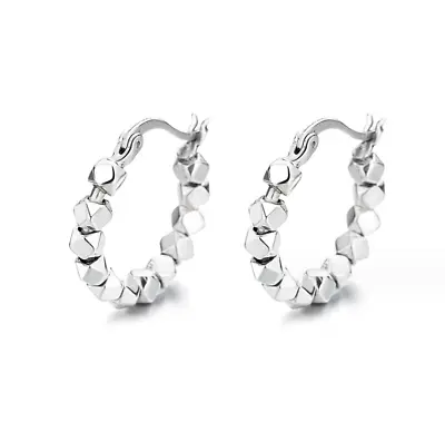 Women 925 Sterling Silver Geometric Block Huggie Hoop Earrings 23x4mm Gift PE • $5.95